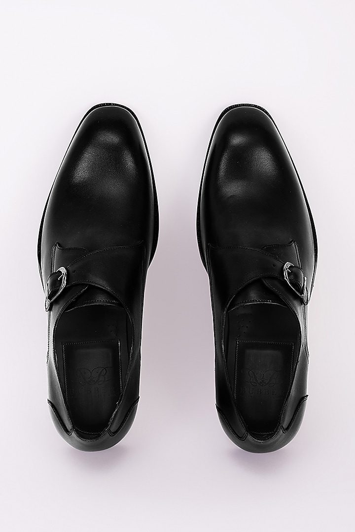 Black Italian Leather Monk Strap Shoes by Bubber Couture at Pernia's Pop Up Shop