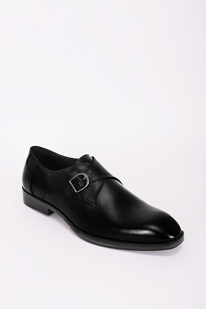 Black Italian Leather Monk Strap Shoes by Bubber Couture at Pernia's Pop Up Shop