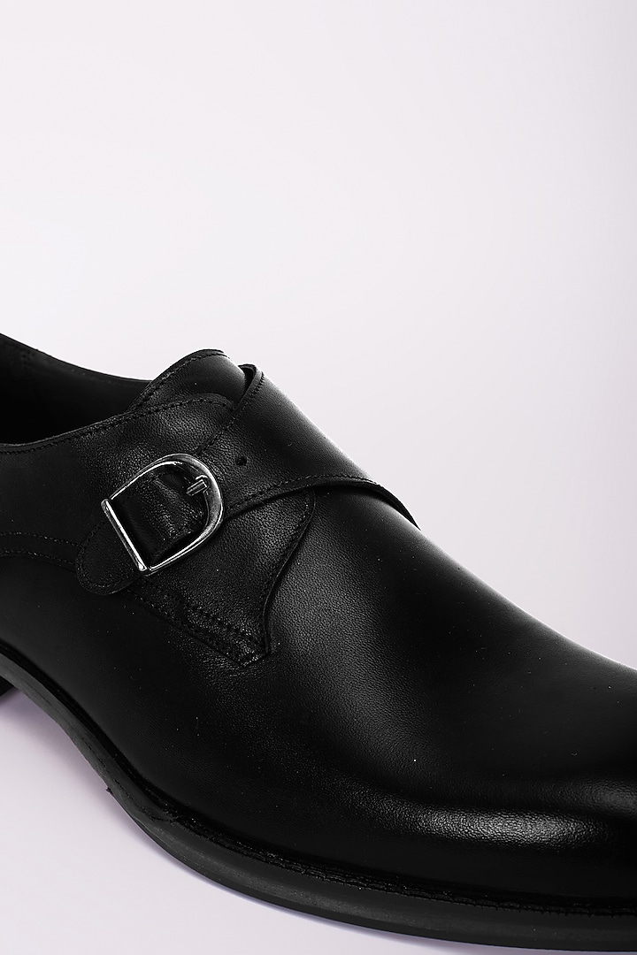 Black Italian Leather Monk Strap Shoes by Bubber Couture at Pernia's Pop Up Shop