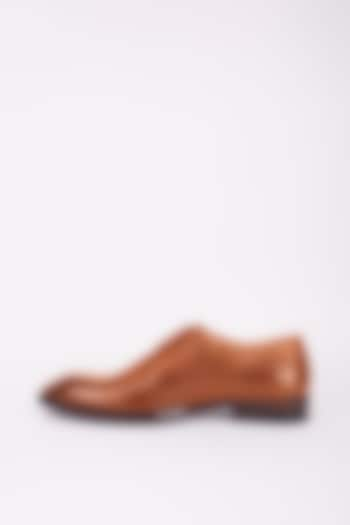 Tan Italian Leather Monk Strap Shoes by Bubber Couture