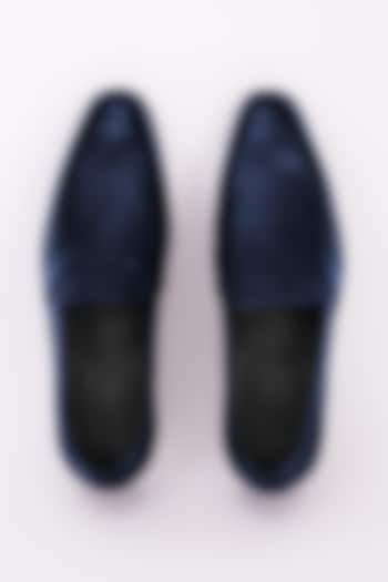 Navy Blue Italian Leather Moccasins by Bubber Couture