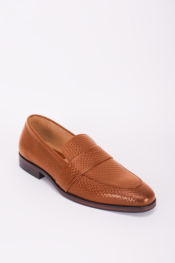 Tan Italian Leather Moccasins by Bubber Couture at Pernia's Pop Up Shop