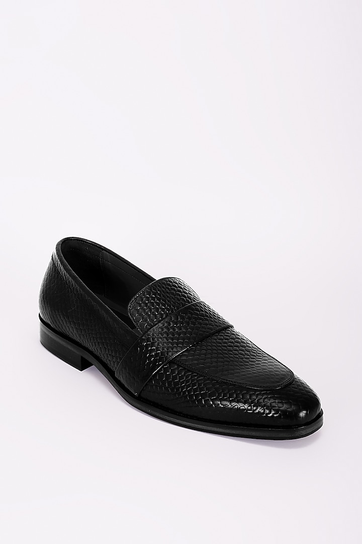 Black Italian Leather Moccasins by Bubber Couture at Pernia's Pop Up Shop