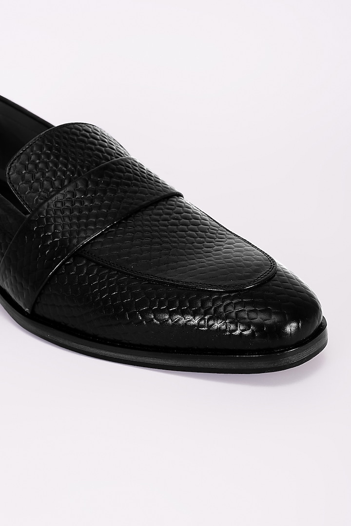 Black Italian Leather Moccasins by Bubber Couture at Pernia's Pop Up Shop