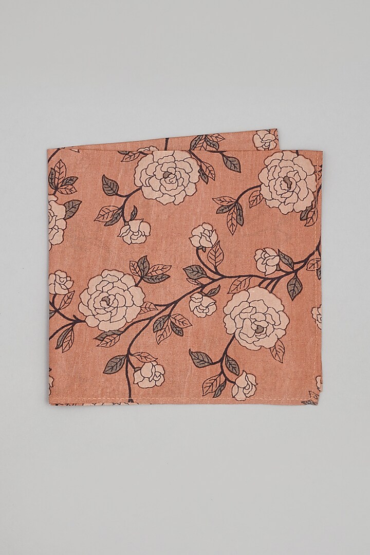 Salmon Pink Printed Pocket Square by Bubber Couture at Pernia's Pop Up Shop