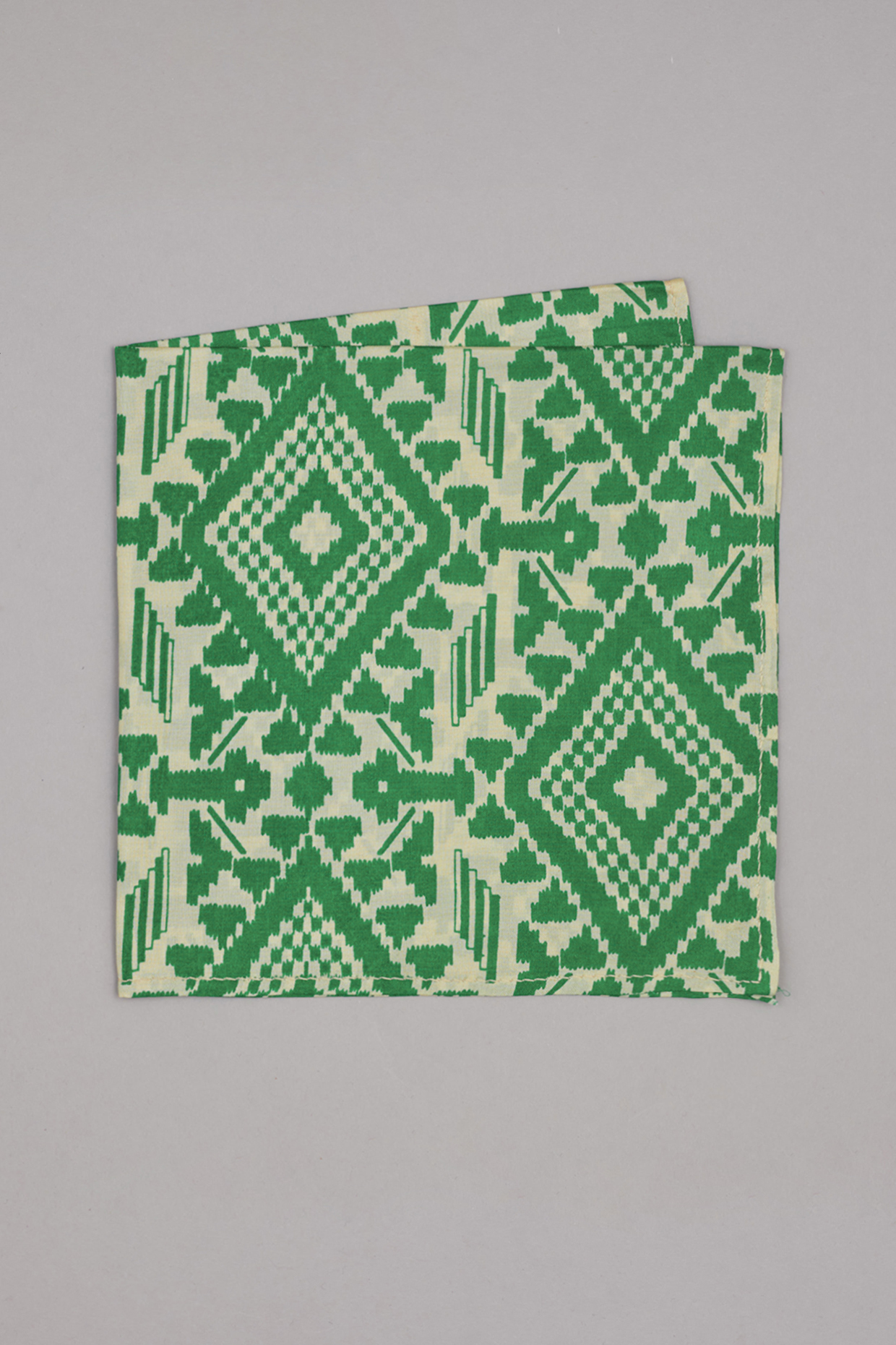 Green & Cream Printed Pocket Square by Bubber Couture at Pernia's Pop Up Shop