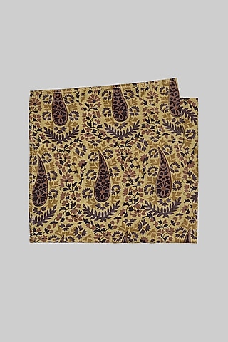 Beige & Black Printed Pocket Square by Bubber Couture