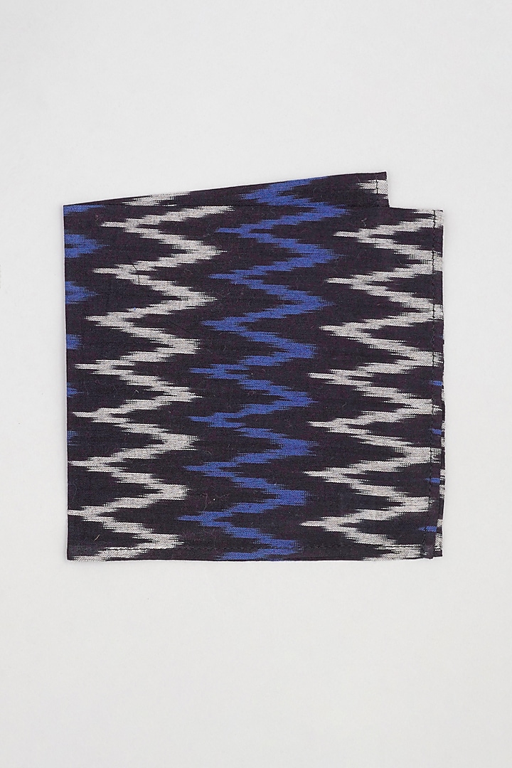 Black & Blue Chevron Printed Pocket Square by Bubber Couture
