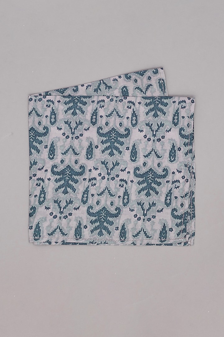 Grey Printed Pocket Square by Bubber Couture