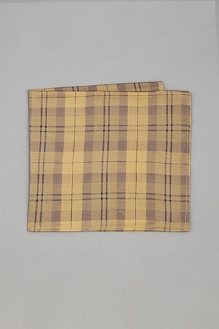 Beige & Brown Printed Pocket Square by Bubber Couture