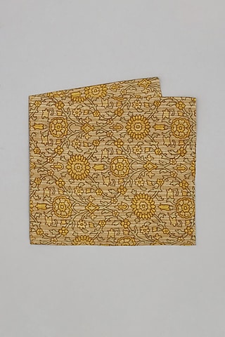 Mustard & Yellow Printed Pocket Square by Bubber Couture