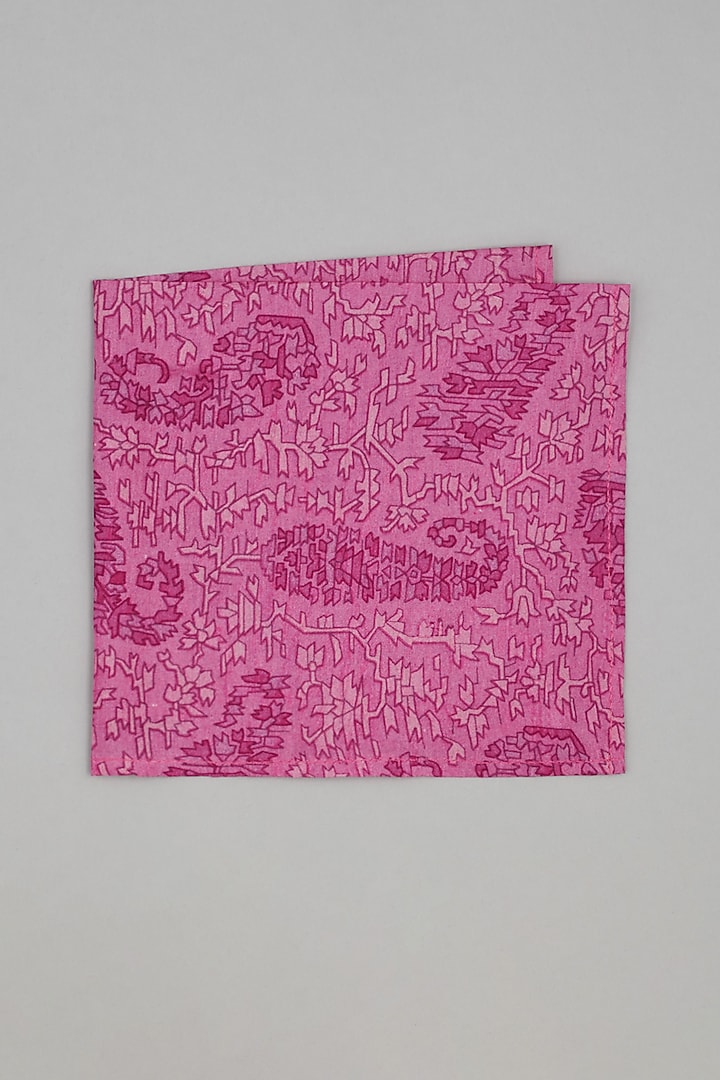 Fuchsia Printed Pocket Square by Bubber Couture