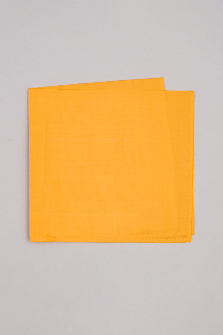 Yellow Pure Silk Pocket Square by Bubber Couture