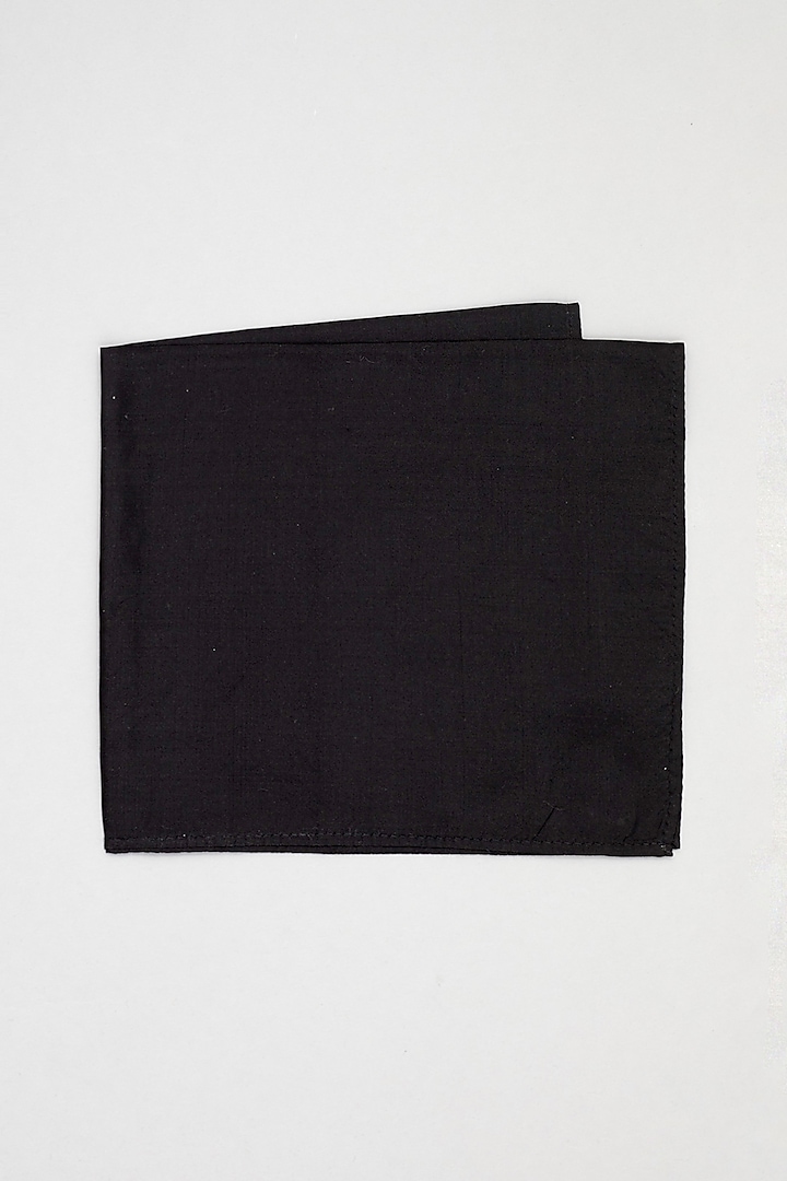 Black Pure Silk Pocket Square by Bubber Couture