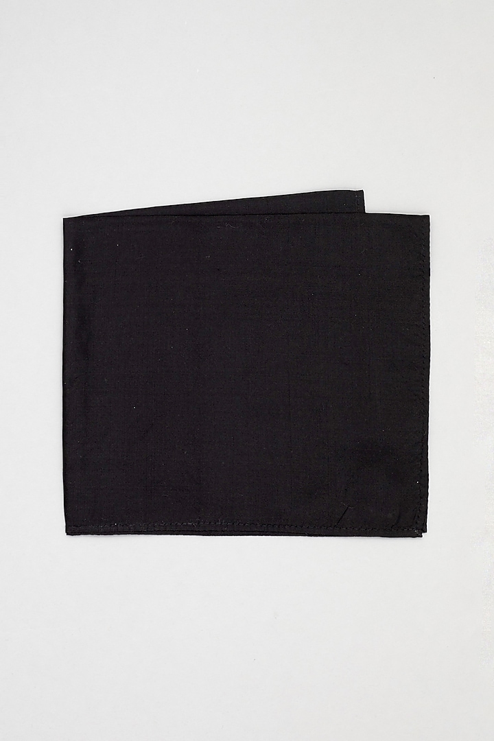 Black Pure Silk Pocket Square by Bubber Couture at Pernia's Pop Up Shop