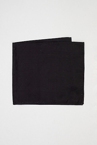 Black Pure Silk Pocket Square by Bubber Couture