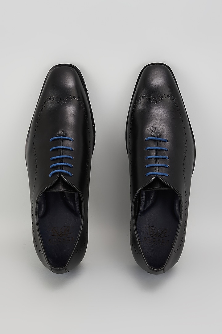 Black & Blue Premium Italian Leather Lace-Up Shoes by Bubber Couture at Pernia's Pop Up Shop