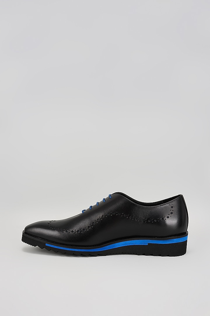 Black & Blue Premium Italian Leather Lace-Up Shoes by Bubber Couture at Pernia's Pop Up Shop
