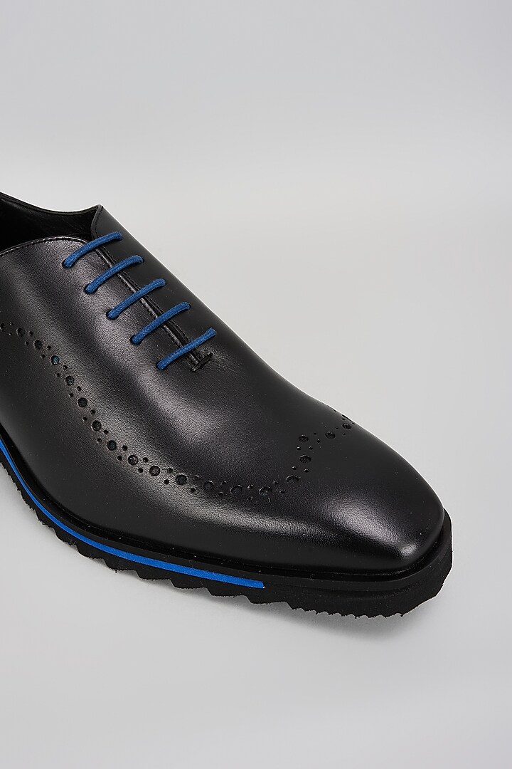 Black & Blue Premium Italian Leather Lace-Up Shoes by Bubber Couture at Pernia's Pop Up Shop