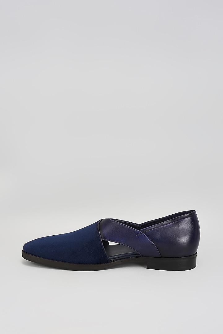 Navy Blue Premium Italian Leather Pintuck Peshawari Sandals by Bubber Couture at Pernia's Pop Up Shop