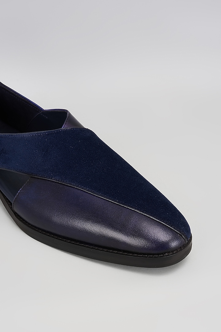 Navy Blue Premium Italian Leather Pintuck Peshawari Sandals by Bubber Couture at Pernia's Pop Up Shop