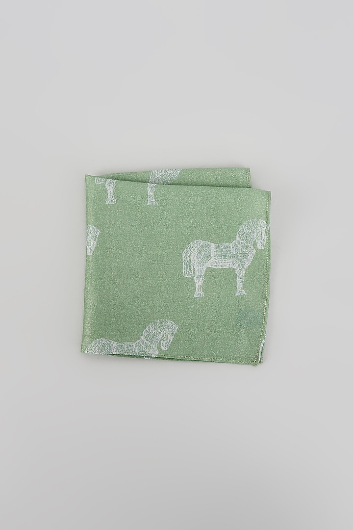 Sage Green Horse Digital Printed Pocket Square by Bubber Couture at Pernia's Pop Up Shop