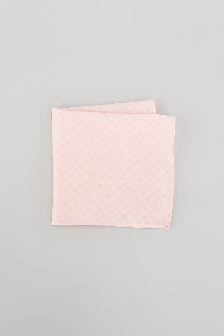 Baby Pink Silk Chainmail Digital Printed Pocket Square by Bubber Couture