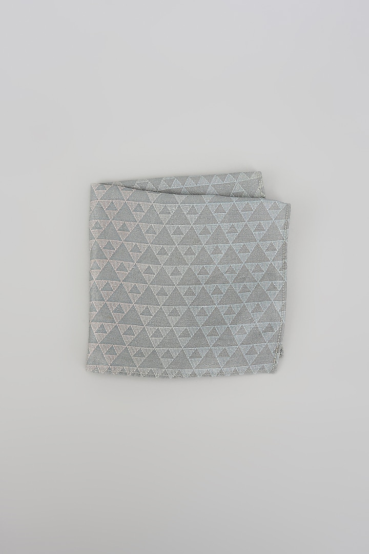 Grey Silk Arrowhead Digital Printed Pocket Square by Bubber Couture