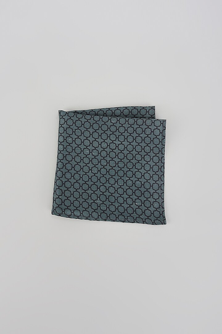 Grey Silk Chainmail Digital Printed Pocket Square by Bubber Couture at Pernia's Pop Up Shop