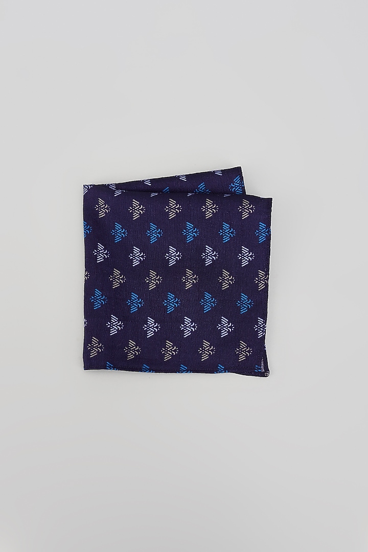 Blue Silk Liberty Digital Printed Pocket Square by Bubber Couture