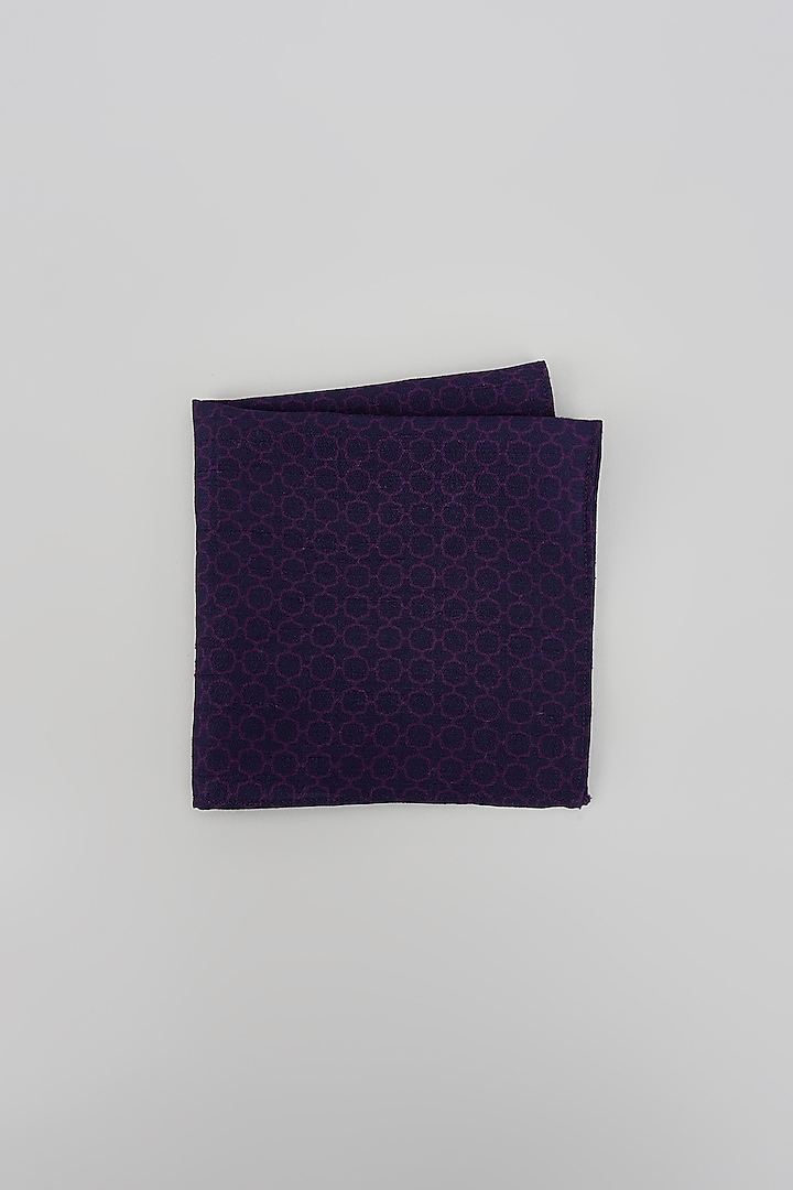 Navy Blue Silk Chainmail Digital Printed Pocket Square by Bubber Couture at Pernia's Pop Up Shop