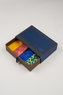 Multi Colored Bright Pocket Squares (Set Of 4) by Bubber Couture-GIFT HAMPERS