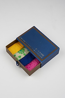 Multi Colored Silk Bright Pocket Squares (Set Of 4) by Bubber Couture-GIFT HAMPERS