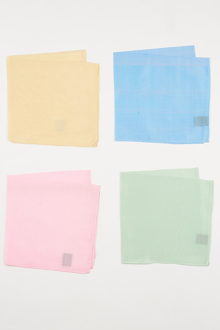 Multi Colored Solid Pastel Pocket Squares (Set Of 4) by Bubber Couture at Pernia's Pop Up Shop