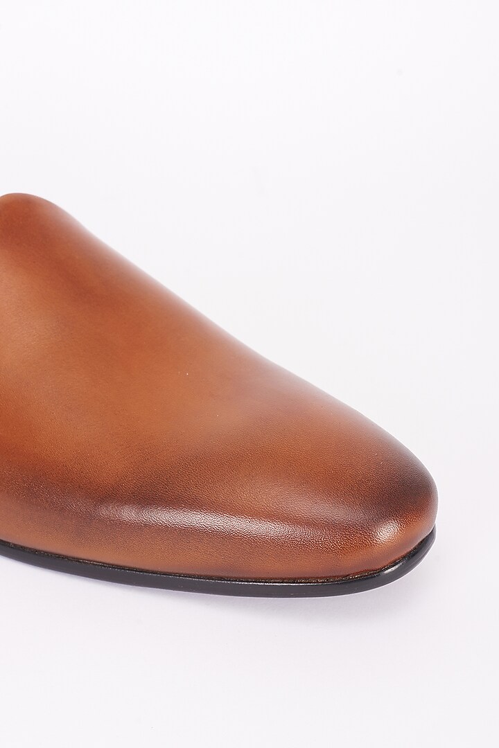 Tan Italian Leather Mojaris by Bubber Couture at Pernia's Pop Up Shop