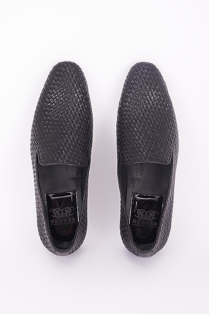Black Italian Leather Mocassin Shoes by Bubber Couture at Pernia's Pop Up Shop