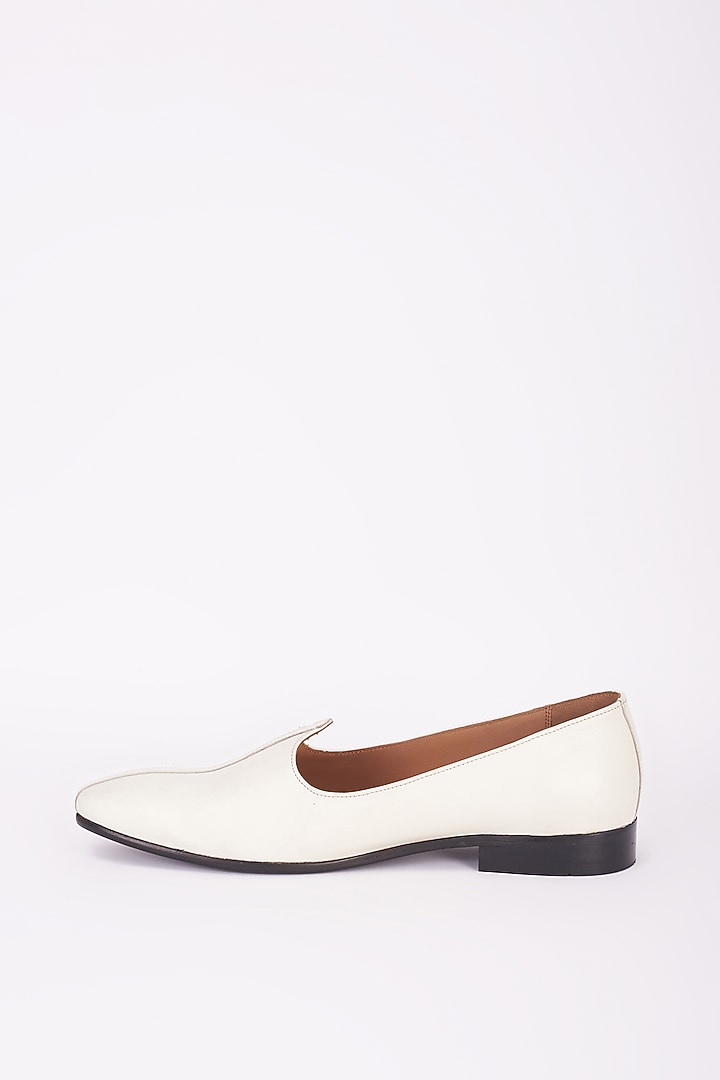 Off-White Italian Leather Mojaris by Bubber Couture at Pernia's Pop Up Shop