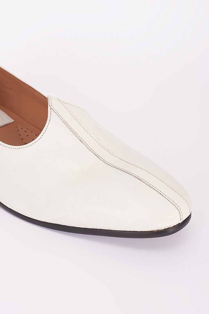 Off-White Italian Leather Mojaris by Bubber Couture at Pernia's Pop Up Shop