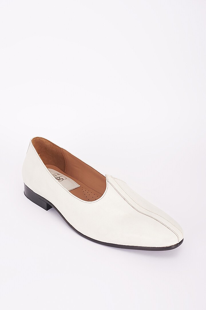 Off-White Italian Leather Mojaris by Bubber Couture at Pernia's Pop Up Shop