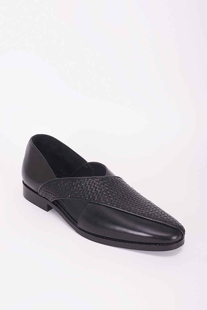 Black Italian Leather Peshawari Sandals by Bubber Couture at Pernia's Pop Up Shop