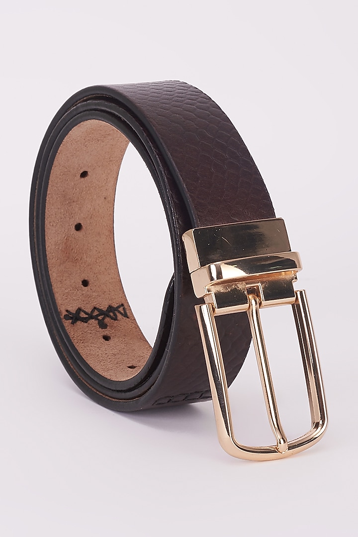 Brown Italian Leather Shoes With Belt by Bubber Couture at Pernia's Pop Up Shop