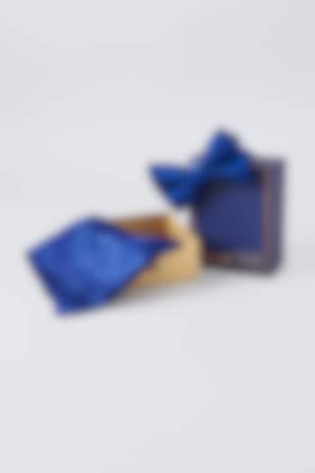Royal Blue Pure Silk Pocket Square & Bow Tie (Set of 2) by Bubber Couture