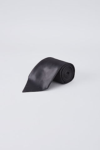 Black Sherry Satin Necktie by Bubber Couture