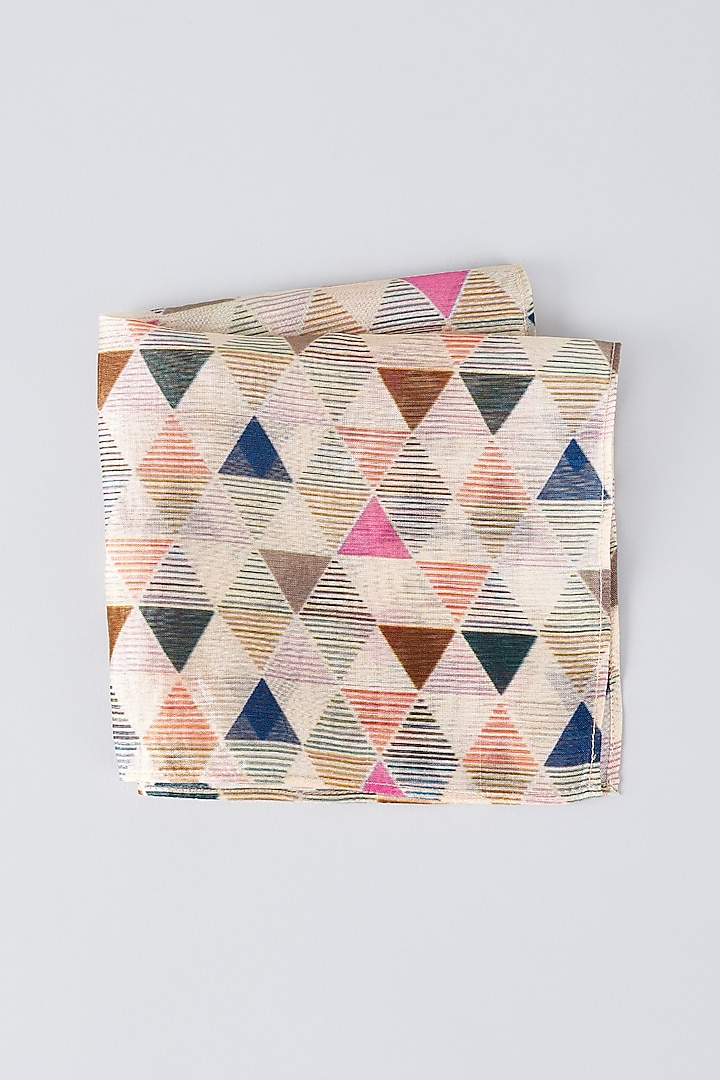 Multi-Colored Pure Silk Printed Pocket Square by Bubber Couture