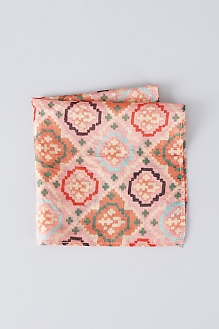 Multi-Colored Pure Silk Printed Pocket Square by Bubber Couture