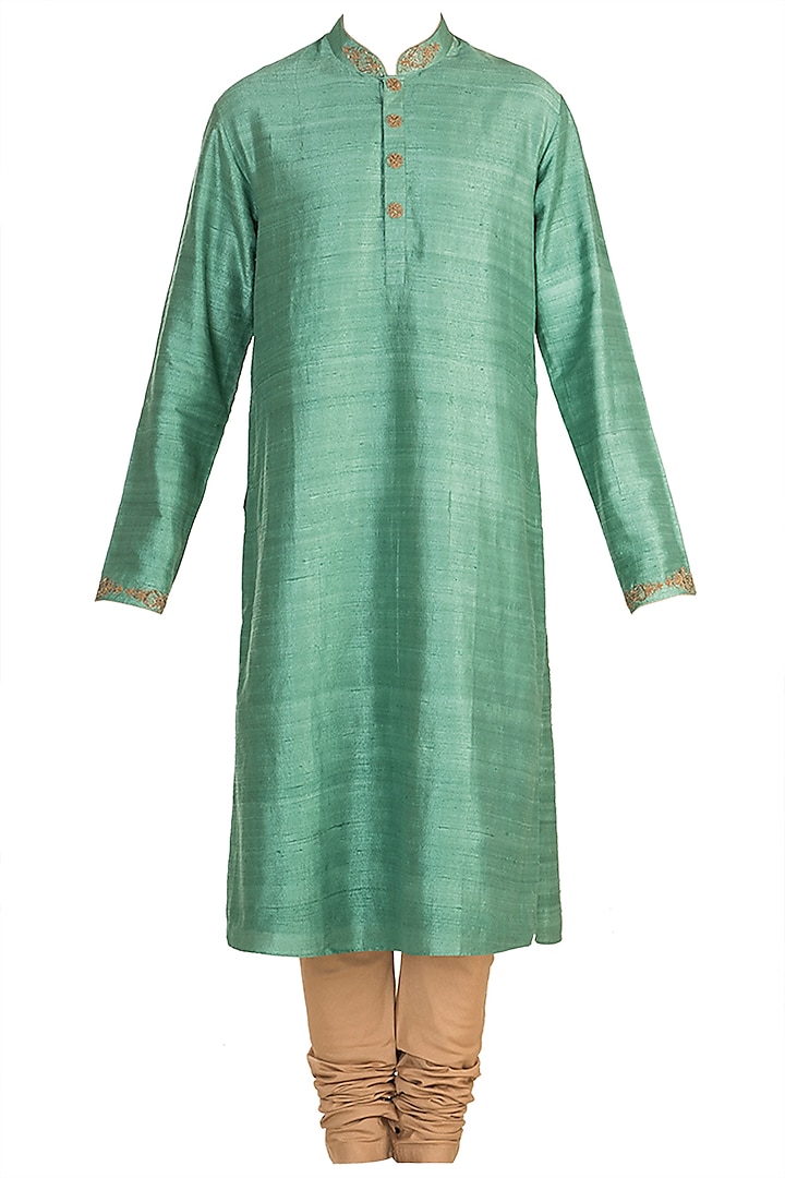 Lucite Green Embroidered Kurta Set by Bubber Couture