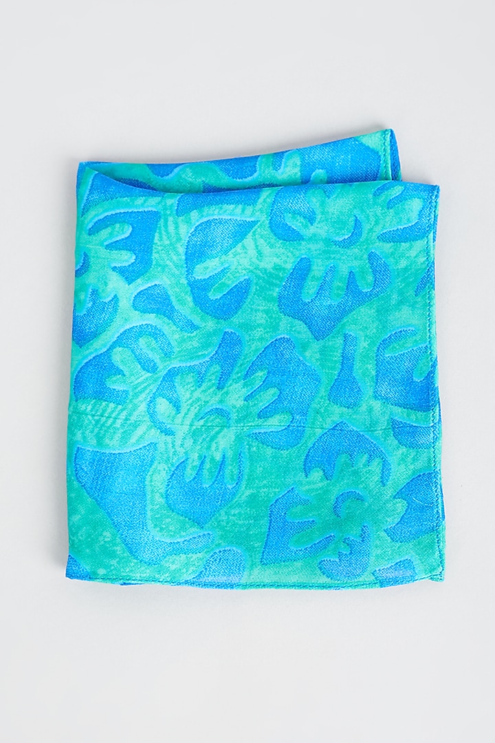 Blue Printed Pocket Square by Bubber Couture