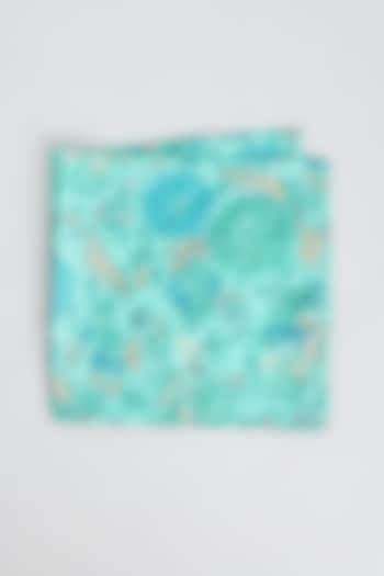 Turquoise Printed Pocket Square by Bubber Couture