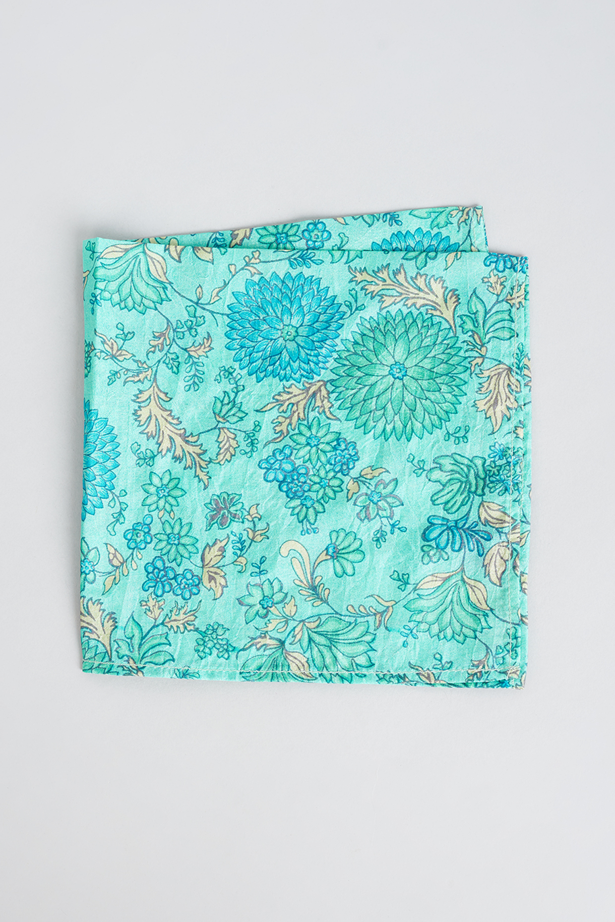 Turquoise Printed Pocket Square by Bubber Couture