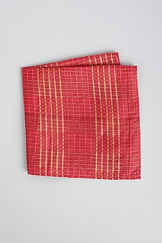 Red Printed Pocket Square by Bubber Couture